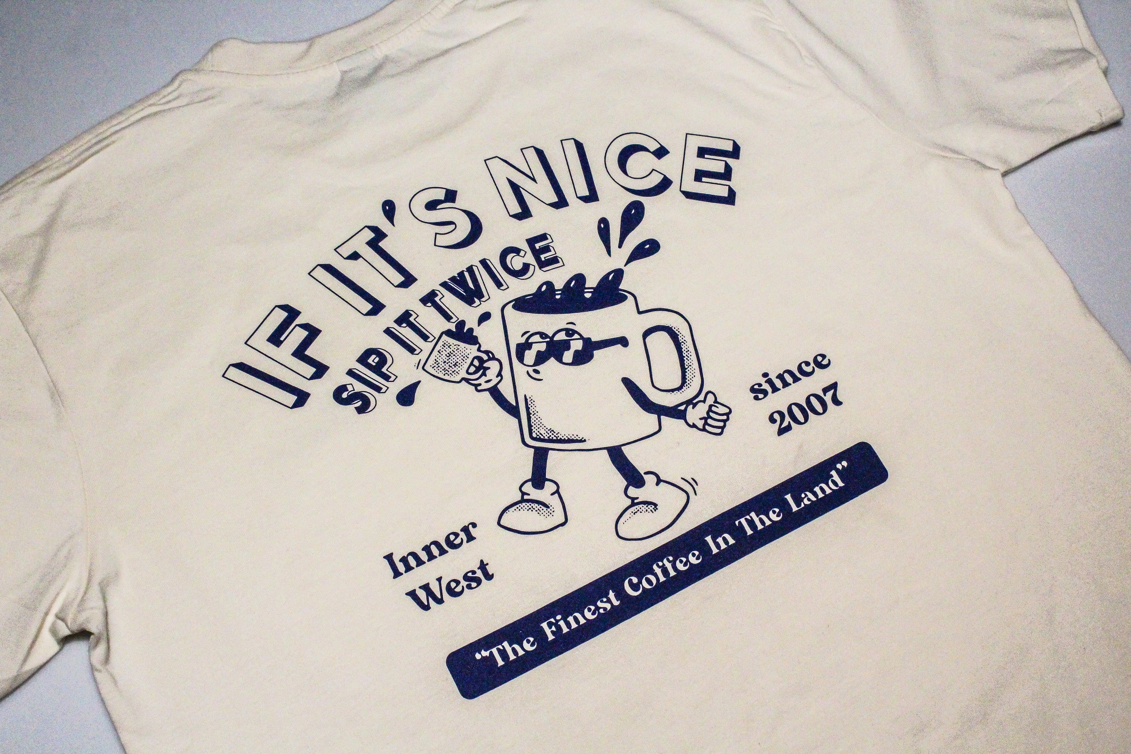 "If It's Nice, Sip It Twice" Marionette Tee - Cream