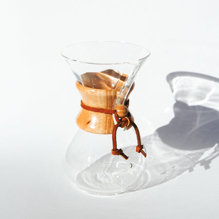 Chemex classic coffee maker on white background